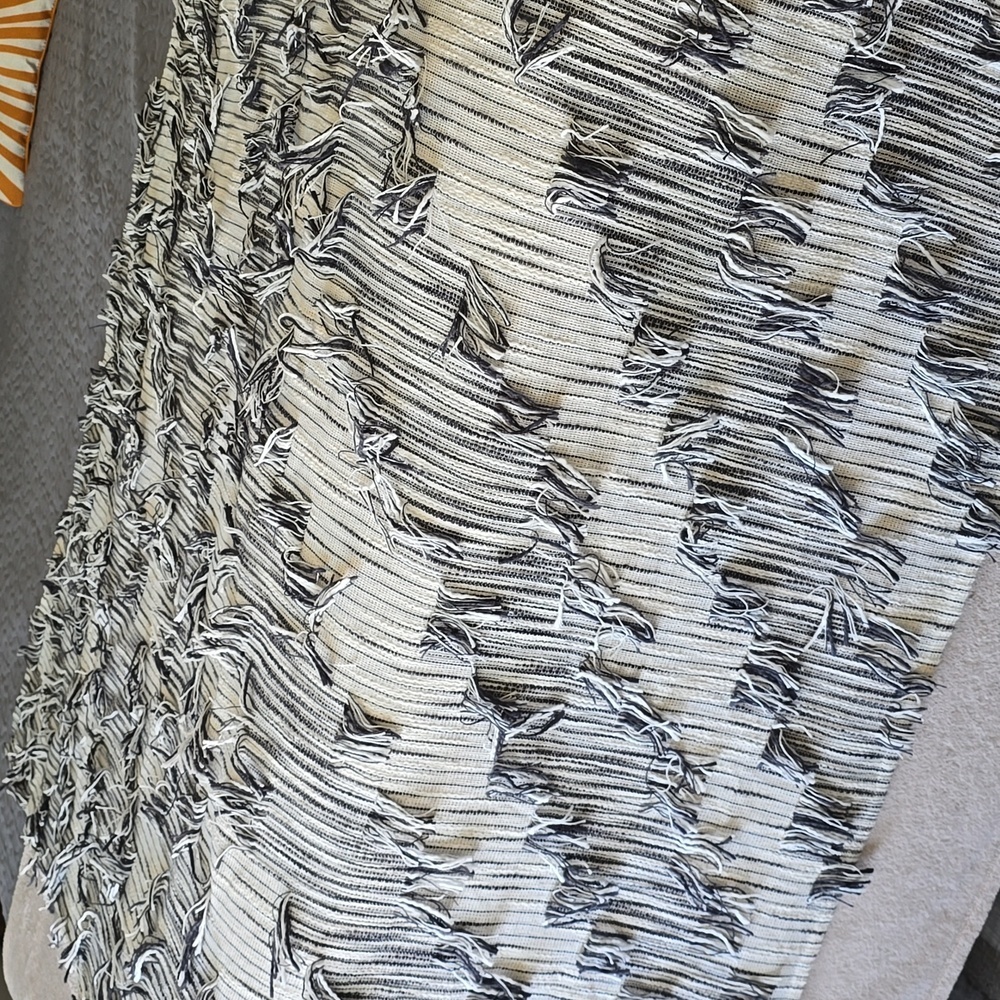 Anthropologie Boho 100% Cotton Fringe Throw| NWOT - Picture 3 of 9
